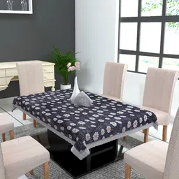 MONKDECOR Blue Floral 8-Seater Table Cover-34