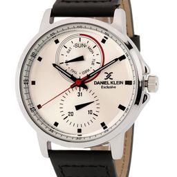 Daniel Klein Men Silver-Toned Dial & Black Leather Straps Analogue Watch DK.1.12854-1-picture-1