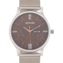 Sonata Men Printed Dial & Stainless Steel Bracelet Style Straps Analogue Watch 77105SM05-41