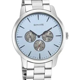 Sonata Men Patterned Dial & Stainless Steel Bracelet Style Straps Analogue Watch 7139SM04-6