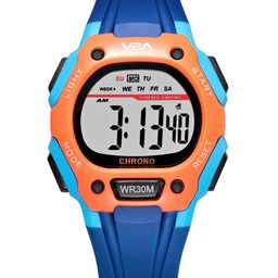 V2A Boys Orange Embellished Dial & Blue Bracelet Style Straps Digital Multi Function Watch DK8557-Blue-56