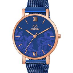 Septem Women Blue Dial & Rose Gold Toned Stainless Steel Analogue Watch-SP-119-Blue-image-130