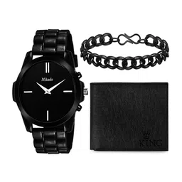 Mikado Men Black Brass Dial & Black Bracelet Style Straps Analogue Watch Black_Collection-image-38