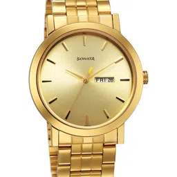 Sonata Men Brass Dial & Stainless Steel Bracelet Style Straps Analogue Watch 77108YM07-picture-21