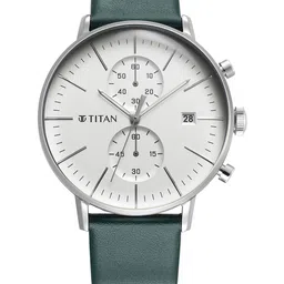 Titan Men White Dial & Green Leather Straps Analogue Watch-16