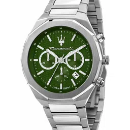 Maserati Men Green Dial & Silver Toned Stainless Steel Bracelet Style Straps Analogue Watch R8873642011-41