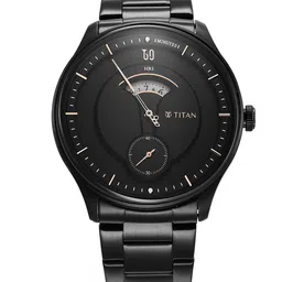 Titan Men Black Embellished Dial & Black Stainless Steel Bracelet Style Straps Analogue Watch 1890NM01-image-62