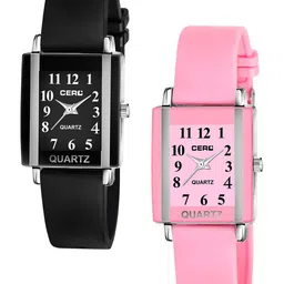 CERO Set Of 2 Embellished Dial & Stainless Steel Bracelet Style Straps Analogue Watch-image-37