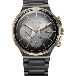 Titan Men Grey Dial & Black Stainless Steel Bracelet Style Straps Analogue Watch 1883KM01-23