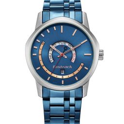 Fastrack Men Brass Dial & Stainless Steel Bracelet Style Straps Analogue Watch 3279KM01-52