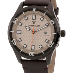 Daniel Klein Men Grey Dial & Brown Leather Straps Analogue Watch DK 1 12611-3-35