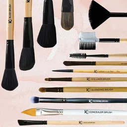 KINDED 2 in 1 Natural Wooden Handle Mascara & Angular Makeup Brush image 3