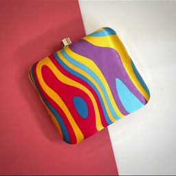 Swisni Multicoloured Printed Box Clutch-image-20