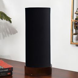 Devansh Black Wooden Contemporary Cylindrical Shaped Table Lamp-2