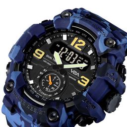 V2A Men Blue Patterned Dial & Blue Textured Straps Analogue and Digital Multi Function Watch image 4