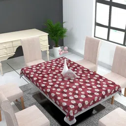 MONKDECOR Red Floral 6-Seater Table Cover image 2