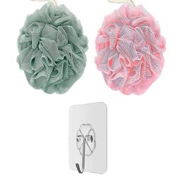 DALUCI Set of 2 Bathing Loofah with Adhesive Hook-4