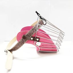 Iron Cage Style Dog Basket Wire Muzzle with Adjustable Leather Strap (Small) Small Strips Dog Muzzle-image-42