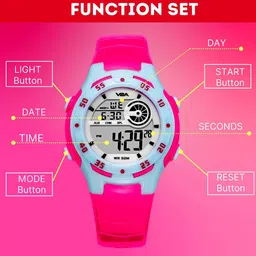 V2A Girls Blue Printed Dial & Pink Straps Digital Multi Function Watch DK201-Pink image 5