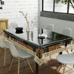 Clasiko Gold-Toned & Transparent Solid Anti-Slip 10-Seater Table Covers-image-37