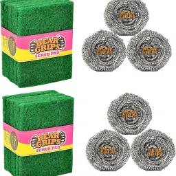 Dish Washing Combo Pack for Kitchen Steel Scrubber and Utensils Cleaning Scrub Pad-0