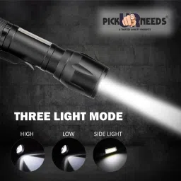 pick ur needs Zoomable Rechargeable LED 3 Modes COB 9W Flashlight Torch 4 hrs Torch 8 hrs Torch Emergency Light image 4