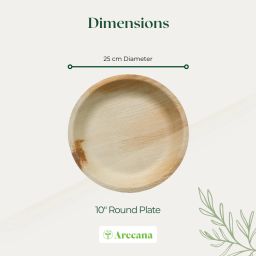 Pack of 25 Wood 10" Round Areca Palm Biodegradable Leaf Plates for your Dinner Party Dinner Set-image-67