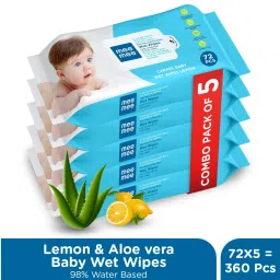 meemee Soft Cleansing Baby Wet with Lemon & Aloe vera - Pack of 5 image 2
