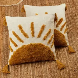 jutie pie Beige Cotton Woven 16x16 inches Cushion Cover-picture-44