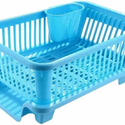 Plastic 3 in 1 Large Durable Plastic Kitchen Sink Dish Rack Drainer Drying Rack Washing Basket with Tray for Kitchen, Dish Rack Organizers, Utensils Tools Cutlery Storage Basket-2