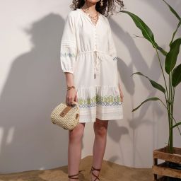 Women A-line White Mini/Short Dress-image-53