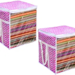 Tiarakrafts XL Saree Cover / sari organizer with handles and transparent front PINK 2 Poly-canvas Laundry Bag-image-20