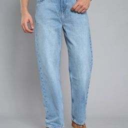 Men Loose Fit Low Rise Blue Jeans-image-70