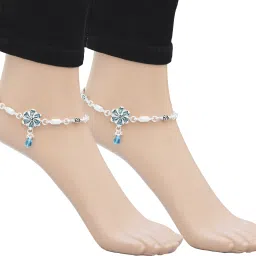 anklet Antique latest fancy stylish design for girls and women Payal/Anklet/Pajeb/Payjeb/Painjan/Ghungroo/Anklet Bracelet/Pattilu for Women and Girl Glittering Oxidised Silver Anklets Traditional Brass Metal Anklets Payal Pair for Women Girls Fancy Collection with Silver Plating Attached Silver Anklet-image-94