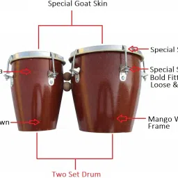 Bongo Two set Brown Shiny polish, Goat skin Wooden Bongo-image-29