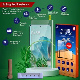 FAVJIP Edge To Edge Tempered Glass for MOTOROLA Edge 60 Fusion 5G, MOTOROLA Edge 60 Fusion 5G, Quad Curved UV Liquide Glue Screen Guard Protector with Easy Installation Kit image 2