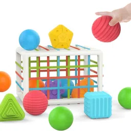 Baby Sorter Toy Colorful Cube with 9 Pcs Multi Sensory Shape Shorter Baby Toys-image-22