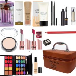 All in One Makeup Kit Gift Set,High Quality Eyeshadow, Waterproof Black Eyeliner Pen,Foundation, 2 Lipsticks,Kajal,Lip Liner,5 Pcs. brush,Mascara, Concealer,Compact ,Primer,Sharpener Perfect for Party makeup Casual makeup Wedding makeup With Makeup Box (Set Of 18Pcs) ST 83-image-24