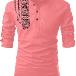 Men Solid, Self Design Cotton Blend Straight Kurta-image-75