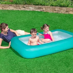 Rectangular (IND*020) inflatable pool, 165 x 104 x 25 cm Green with Free Pump Inflatable Swimming Pool-picture-30