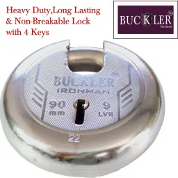 buckler Iron-Steel 90MM, 9 Levers with 4 Keys Shutter Lock Padlock image 3