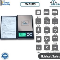 NIBBIN Electronic DIGITAL Scale,Notebook (500 gram x 0.01 Gram) Digital Jewellery Weighing Scale, Gold & Silver Ornaments Weight Measuring Machine Portable Weighing Scale for homes and professionals Weighing Scale ,(TM-C3) Weighing Scale (Black) Weighing Scale image 3