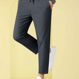 mastersahab Men Regular Fit Grey Lycra Blend Trousers-picture-3
