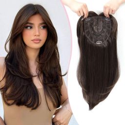 5 Clip Matt topper for Women | 22 Inch (Natural Black) Hair Extension-image-18