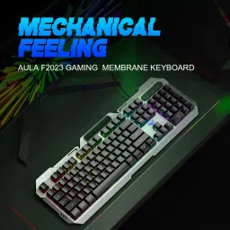 Aula F2023 / Anti-ghosting, Aluminium body with Mobile holder, Membrane Wired USB Standard Gaming Keyboard Compatible with Desktop, Laptop, Mac stand support,multimedia_keys,F2023 image 5