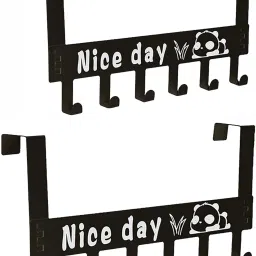New Over Door Hook Hanger Cartoon Rack Heavy-Duty Hook Organizer with “Nice Day” Hook Rail 6-image-50