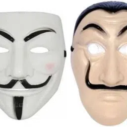 White Vendetta & Money Heist Character Party Mask (Multicolor, Pack of 2) Party Mask-image-14