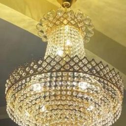 Crystal Gold Polish Metal 480mm Chandelier Hanging Ceiling Pendant Jhoomer Chandelier Ceiling Lamp-image-9