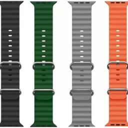 glowician Smart Watch Strap Belt for Ultra Watch 49 mm, Series 8 / 7 45 mm, Series 6 / 5 / 4 44 mm, Series 3 / 2 / 1 42 mm, T800 Ultra, Watch 8 Ultra, i8 Pro Max, W26, T800. Smart Watch Strap (Black, Green, Grey, Orange) Smart Watch Strap-image-98