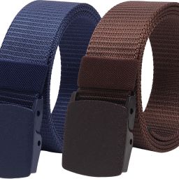 Men Blue, Brown Nylon Belt-image-51